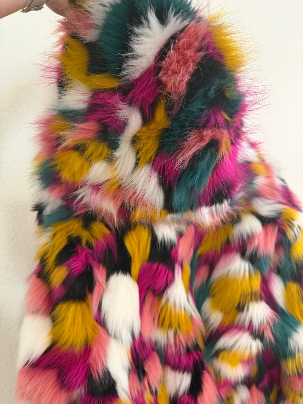 Multicolor Faux Fur Hooded Coat - Picture 5 of 9